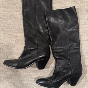 Frye Black Leather Knee-High Boots
